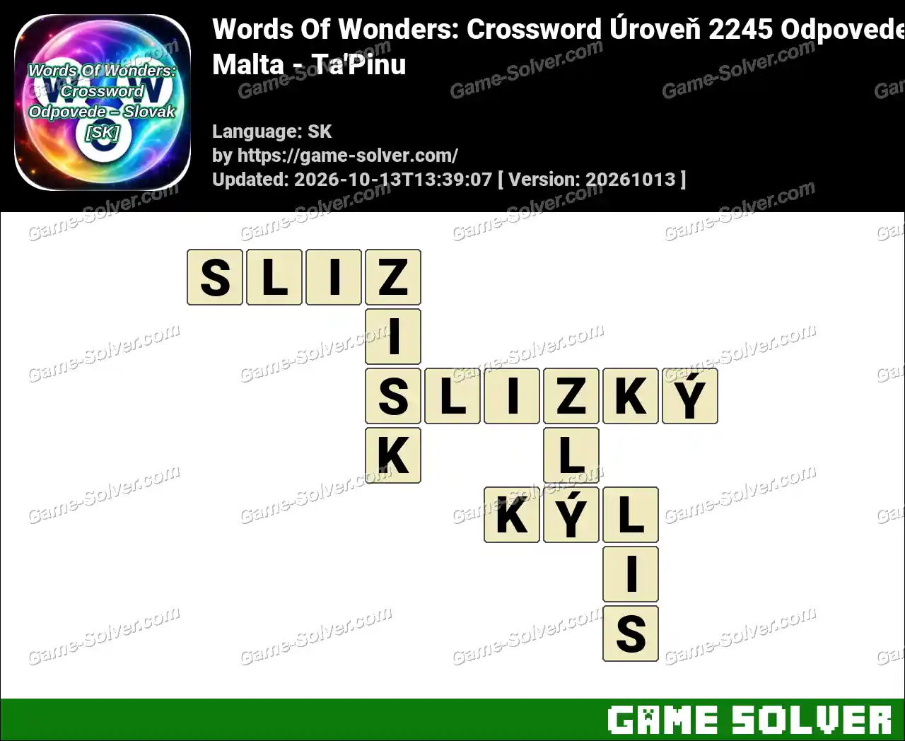 Words Of Wonders: Crossword Úroveň 2245 Odpovede – Malta – Ta’Pinu